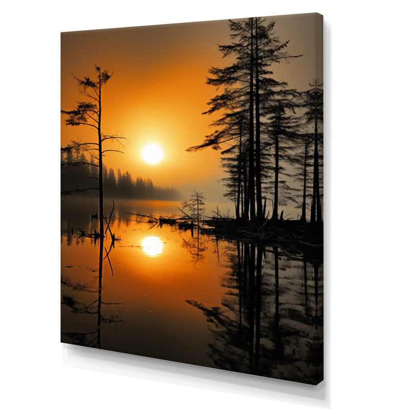 Barreneche Lake Misty Morning Reflections II - impression sur toile tendue, H 20 po x l 12 po x P 1 po