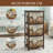 Jhavon 3-Drawer Wooden Cabinet with Wicker Storage Baskets and Brown Bear Design Christmas Gift