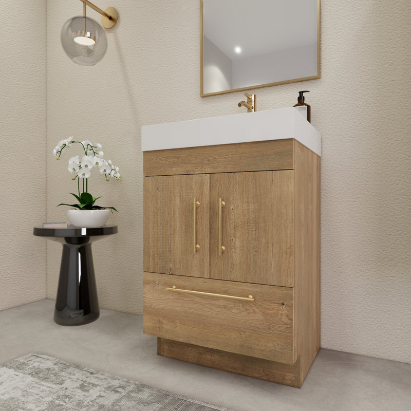 24" Single Bathroom Vanity Set, Oak