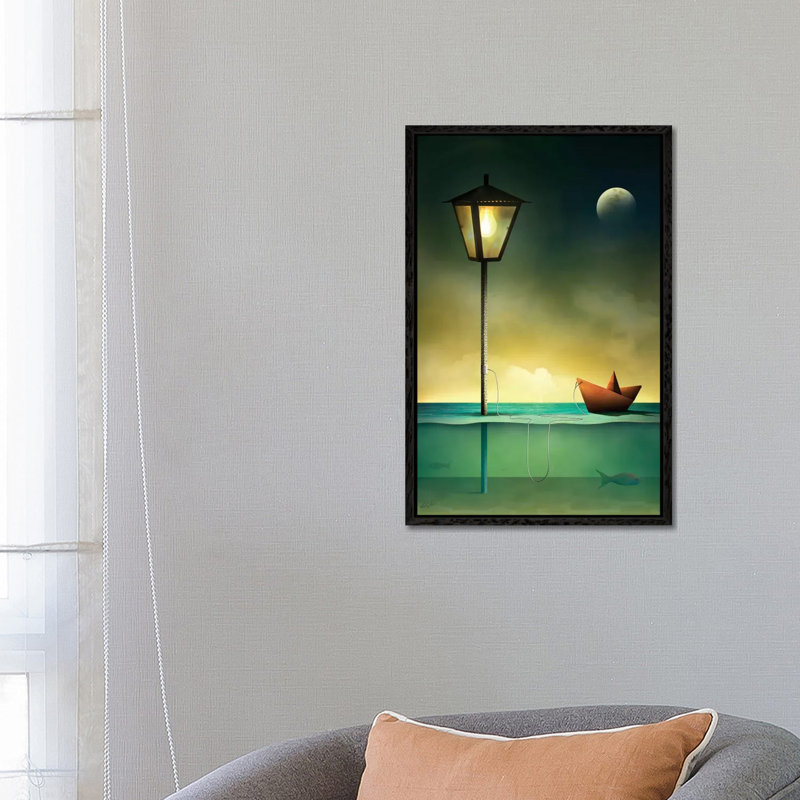 Barquinho Em Repouso (Toy Boat At Rest) by Marcel Caram - Print on Canvas, 66.04 cm H x 45.72 cm W, Black Framed