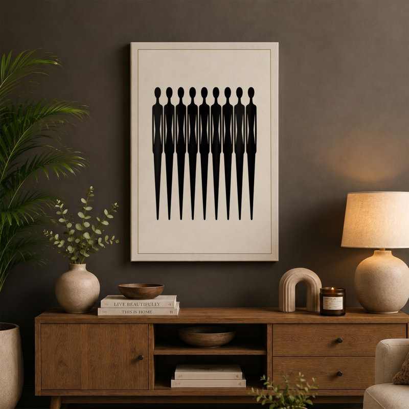 Nine Figures Minimalist - Wrapped Canvas, 36x24 - 91.4 x 61.0 cm, Terracotta Border