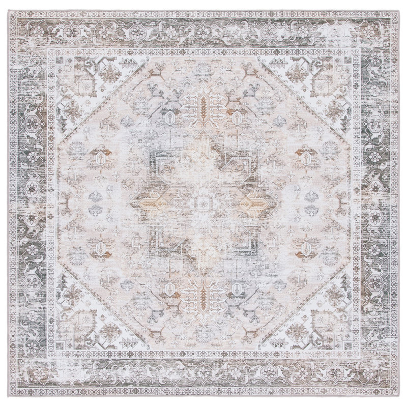 Washable Oriental Indoor Rug, Square 5'
