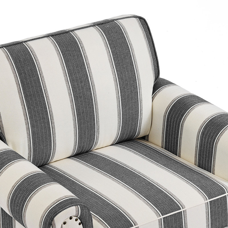 Fauteuil rembourré en mélange de coton, Rayé noir