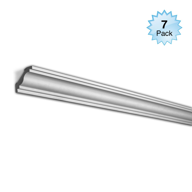 2 in x 2 in x 96 in Recycled Polystyrene Plain Crown Moulding Pro Pack 56 LF