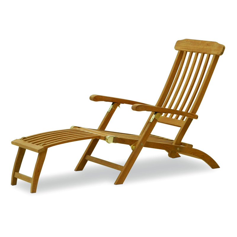 Chaise longue d'extérieur en teck Renilde