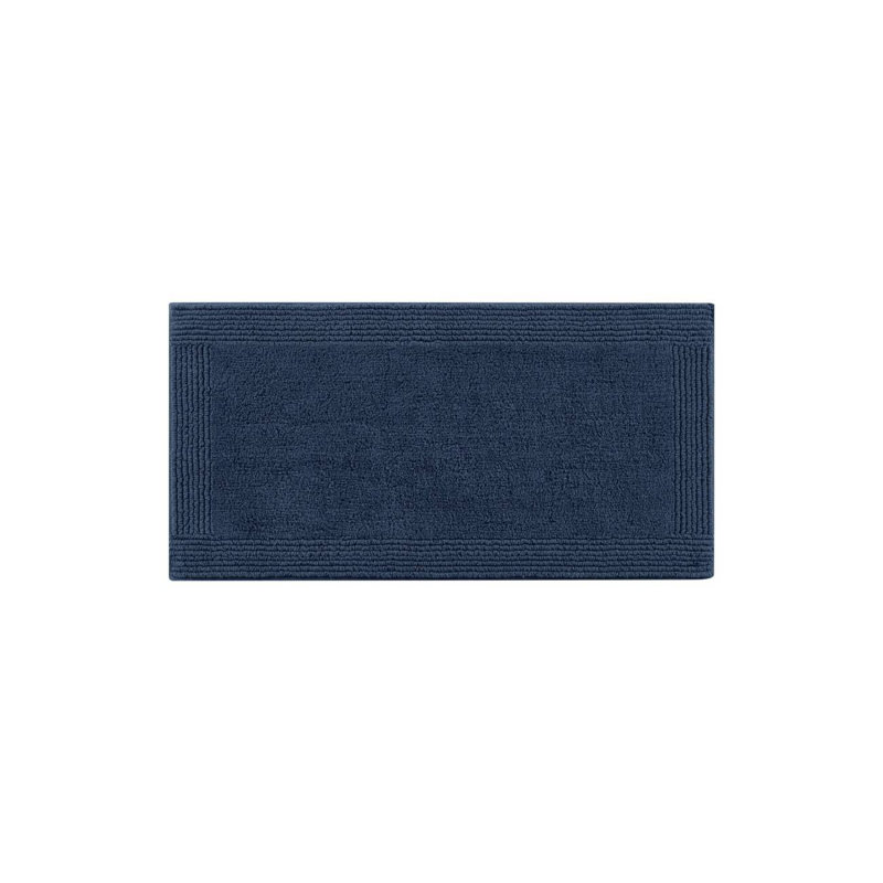 1 tapis de salle de bain réversible 100% coton 3000 g / m² touffeté 3000 g / m², Marine, L 44 po x l 24 po