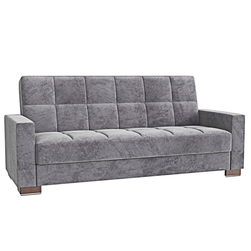 Canapé-lit rembourré convertible avec rangement, Microfibre grise