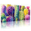 Plantes et fleurs, motif de cactus colorés, ensemble de 3 impressions sur toile-1865383166