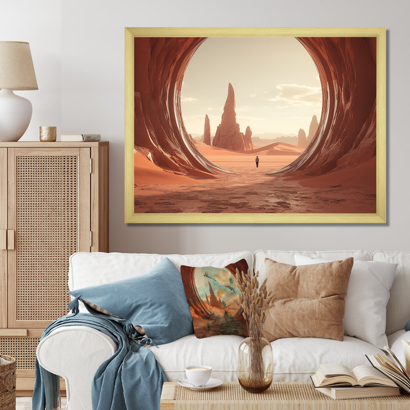 Art mural surréel, Cadre d'angle fermé doré, H 16 po x l 32 po x P 1 po