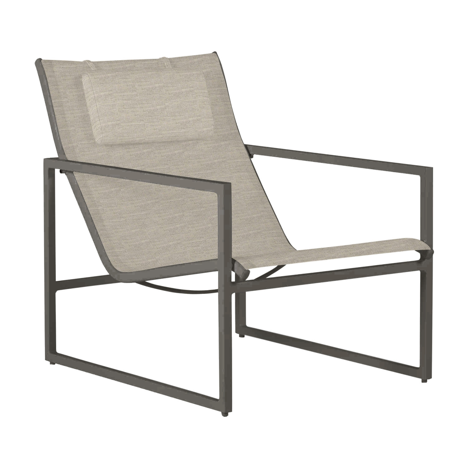Serenata Sunbrella® Patio Lounge Chair, Gray/Gray Sling, No Welt, Dove Sunbrella Linen