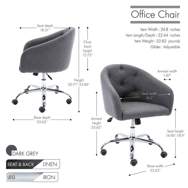 Chaise de travail Fem, Gris foncé