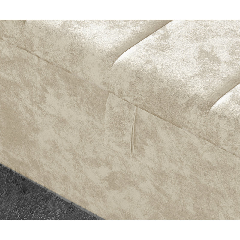 Alakay 102cm Wide Rectangle Striped Ottoman Storage Box with Hydrolic Arm, Crush Cream