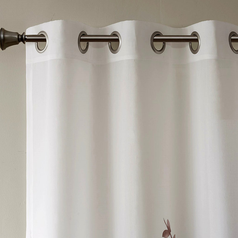 Burnout Printed Curtain Panel, White/Gray, 50.03" W x 95.03" L