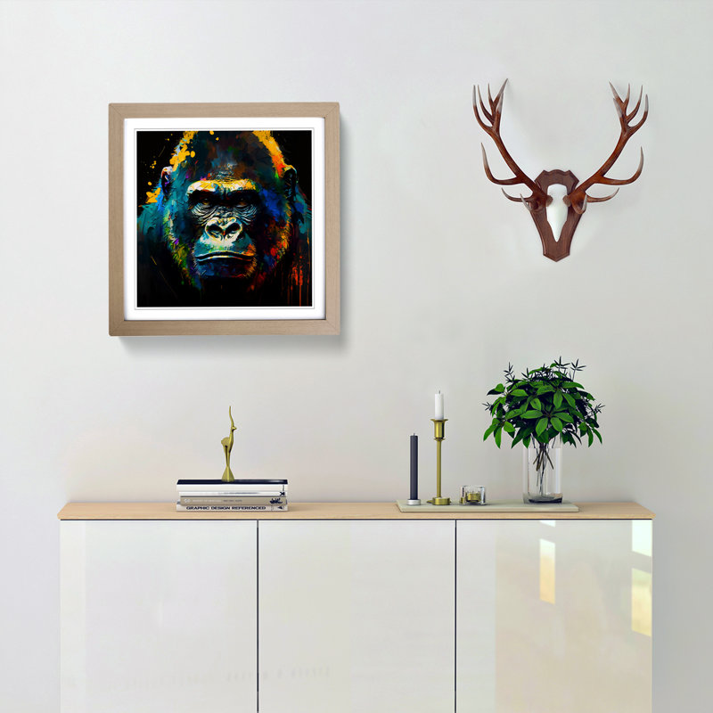 Gorilla Palette Knife - Framed Print, Oak