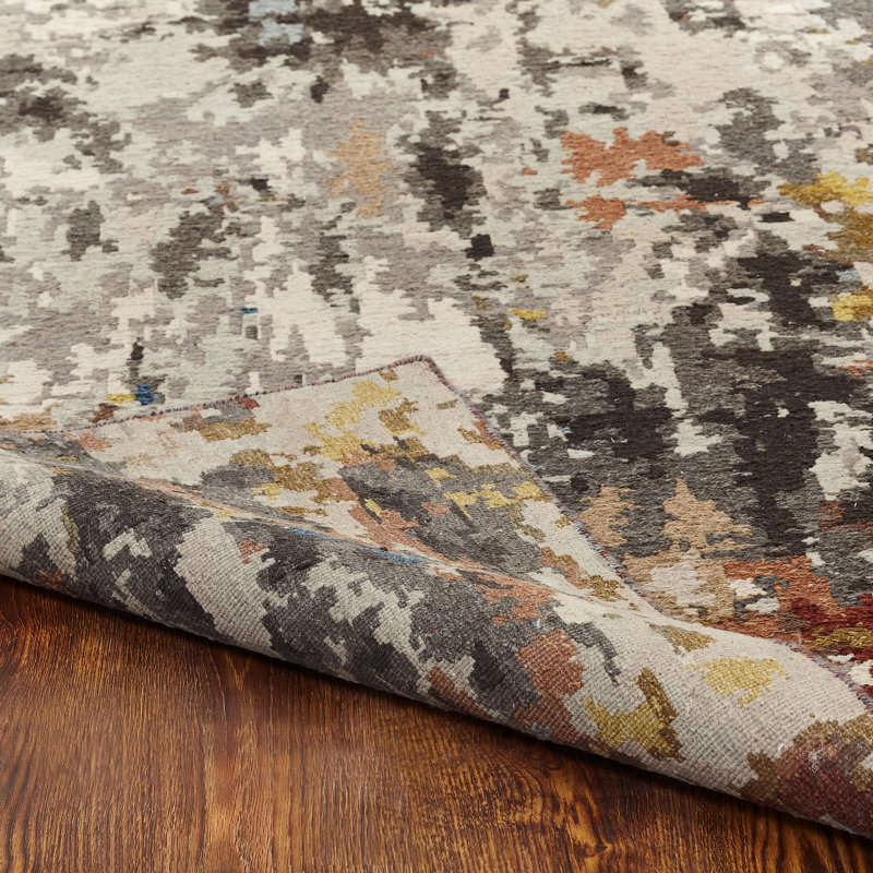 Roussel Wool Abstract Area Rug, Square 8'