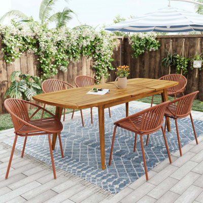 Ensemble de salle à manger d'extérieur moderne 7 pièces avec chaise empilable 7 pièces