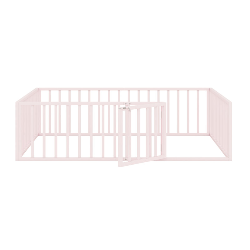 Structure de lit en métal avec clôture et porte
