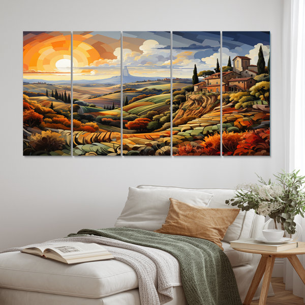 Millwood Pines Italy Tuscan Vineyards III On Canvas 5 Pieces Print ...