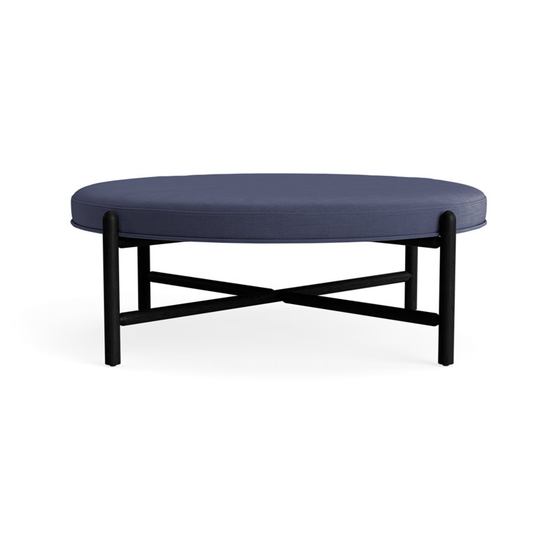 Vane 48" Round Ottoman, Navy, Black