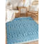 Élégant tapis transitionnel contemporain en laine noué à la main bleu Marrakech-484075618