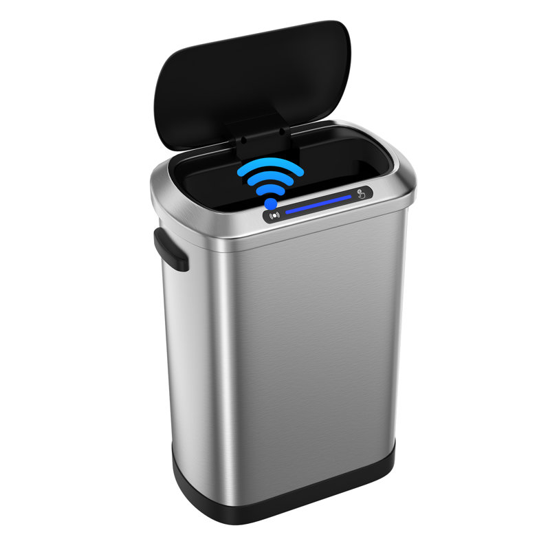 13 Gallons Stainless Steel Motion Sensor Trash Can Automatic Garbage Dustbin, Silver