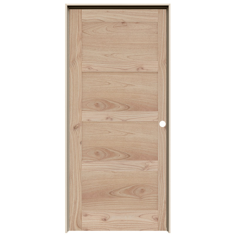 Porte intérieure pré-suspendue en cèdre blanc brut 4 panneaux MODA, 24 po x 80 po, Côté gauche