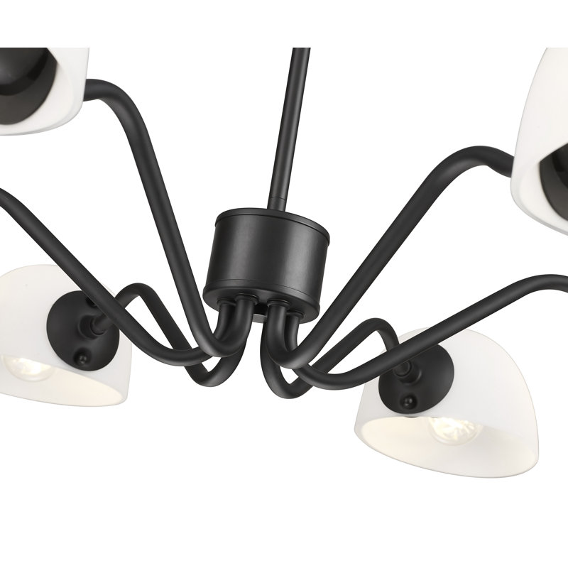 Lustre noir mat 6 lumières Justina, Noir mat