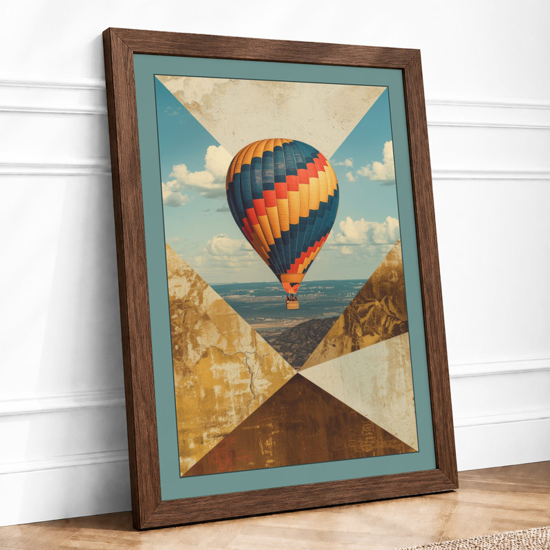 Balloon in Flight Retro - Framed Print, A1 - 84.1 x 59.4 cm, Walnut