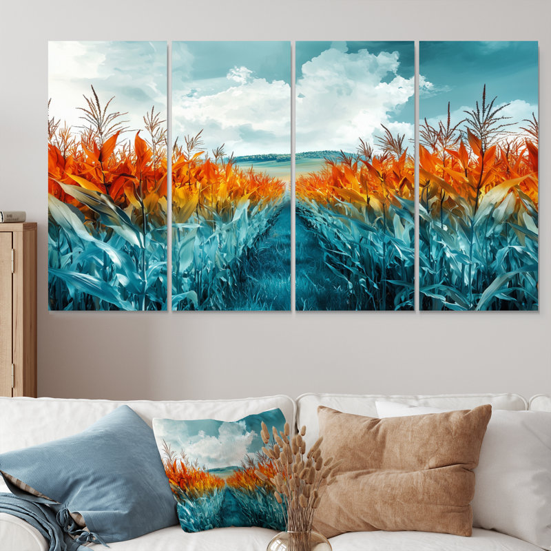 «Yellow Yellow Sky Sky», ensemble d'art mural de ferme, H 32 po x l 64 po