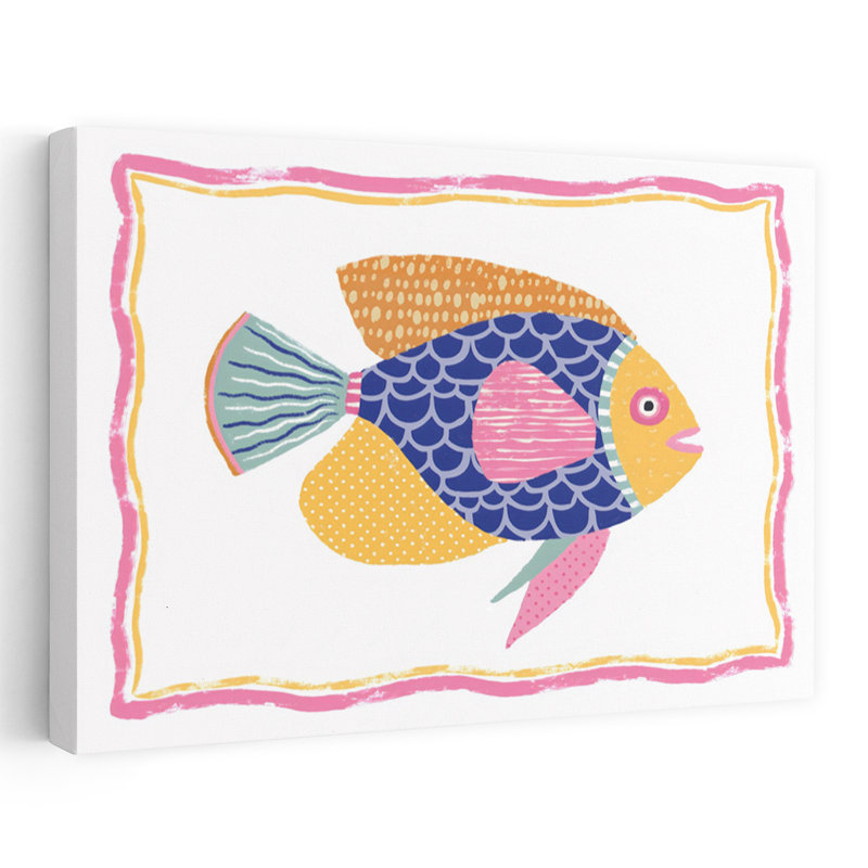 Poisson III, art mural contemporain abstrait, 12" H x 18" W