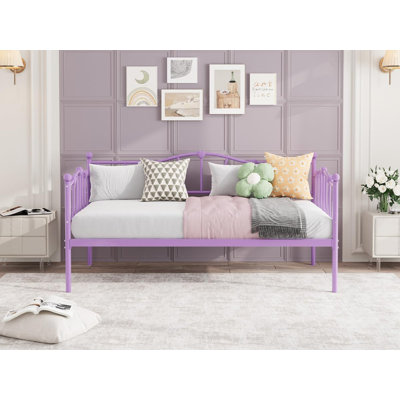 Metal Twin Daybed with Trundle and Headboard, Twin Size Sofa Bed Frame with Steel Slat Support, No Box Spring