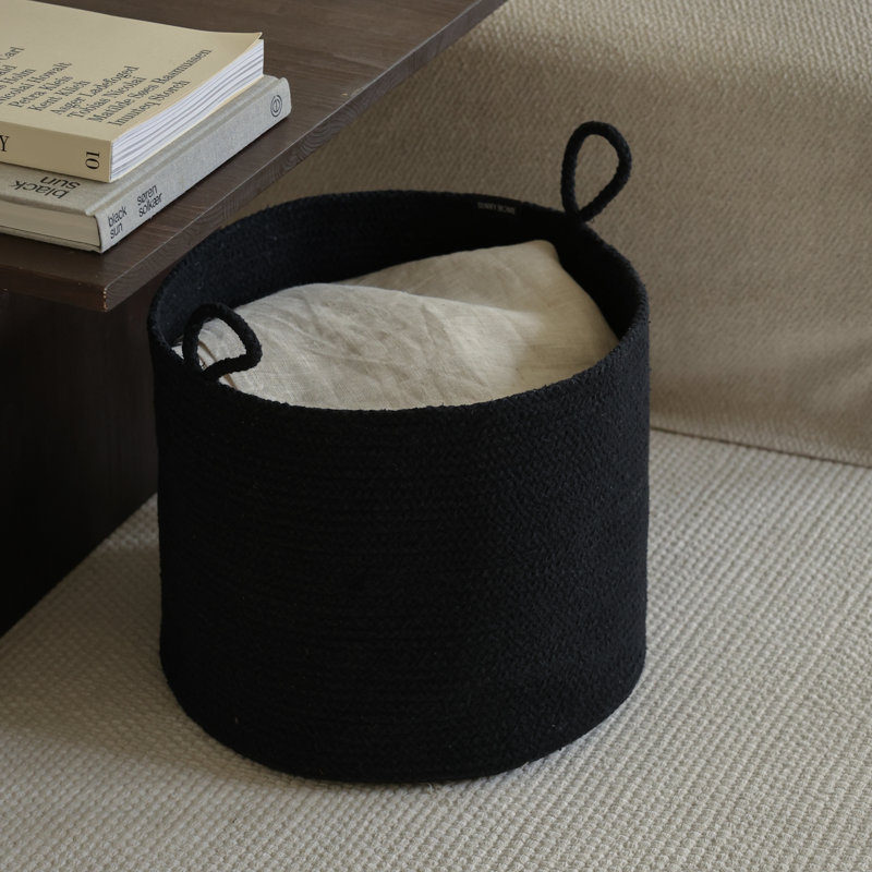 Black Loops Cotton Rope Basket - Small, 13 pt, Black