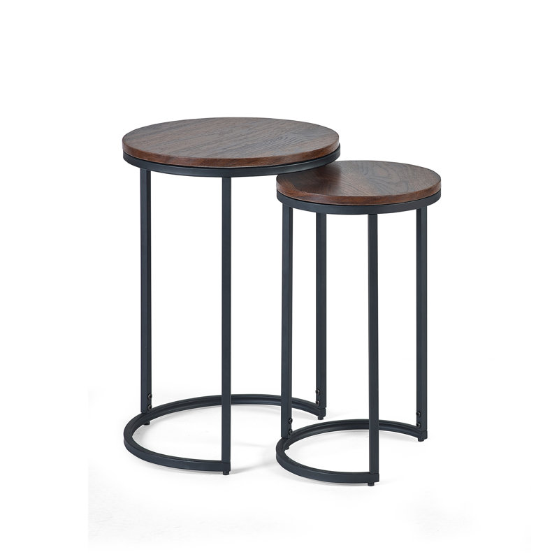 Aeris Round Nesting Tables, Walnut