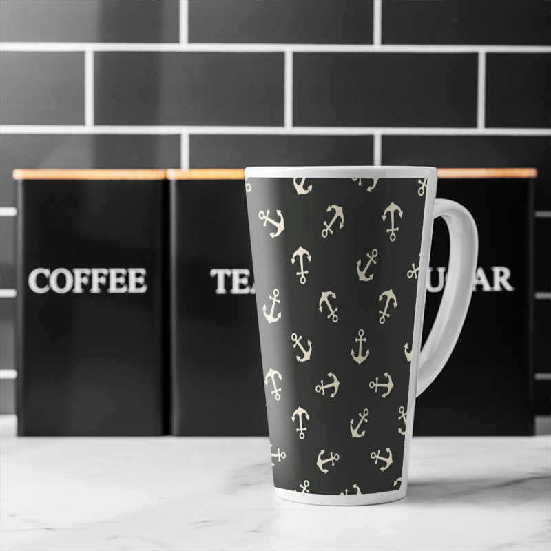 Anchors On Latte Mug, Black