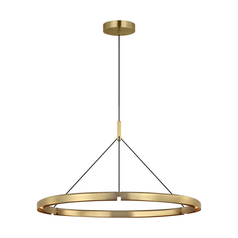 Cloak 1 - Light LED Pendant, Hand-Rubbed Antique Brass, 22.2" H x 36.6" W x 36.6" D