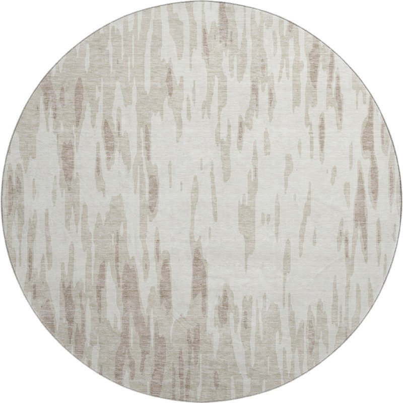 Premium Machine Washable Prisco Ivory Rug, Round 8'