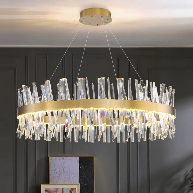 Lustre en cristal Glam, Doré, H 78 po x l 40 po x P 40 po