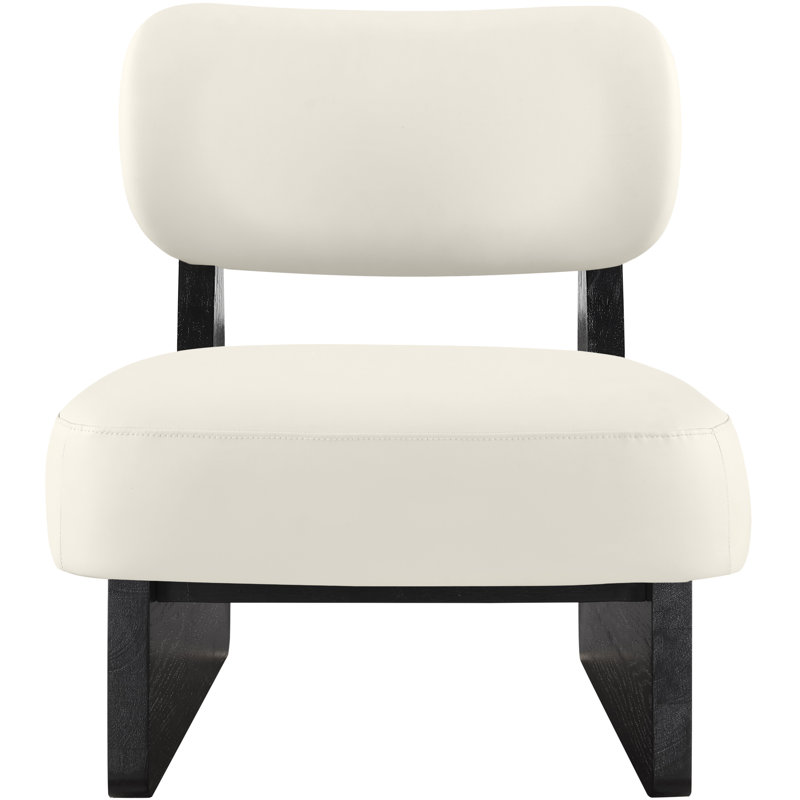Fauteuil d'appoint en cuir Vetra Lystra, Crème végétalien en cuir, Noir