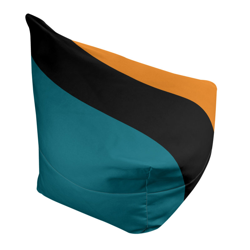 Housse de fauteuil à billes, H 42 po x l 38 po x P 2 po, Bleu sarcelle foncé du Pacifique / noir / orange