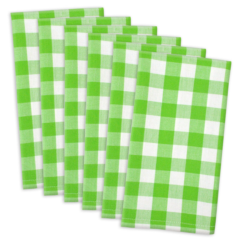 Silberman Cotton Plaid Square Napkin, Green/White