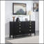 Commode Jack, 8 tiroirs, poignées en métal doré, bois noir brossé