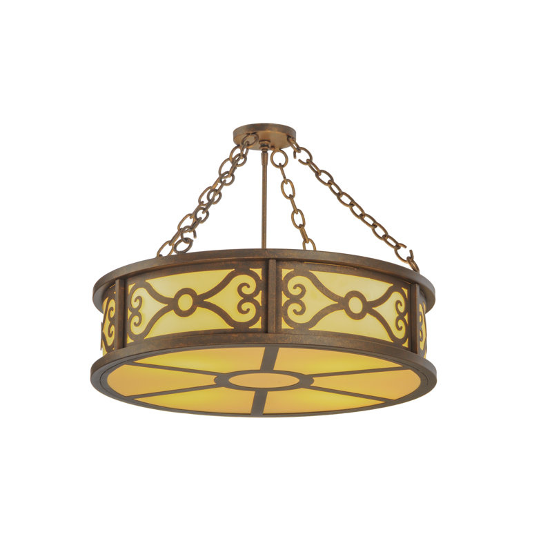 Lustre géométrique unique à 4 lumières, Cuivre antique