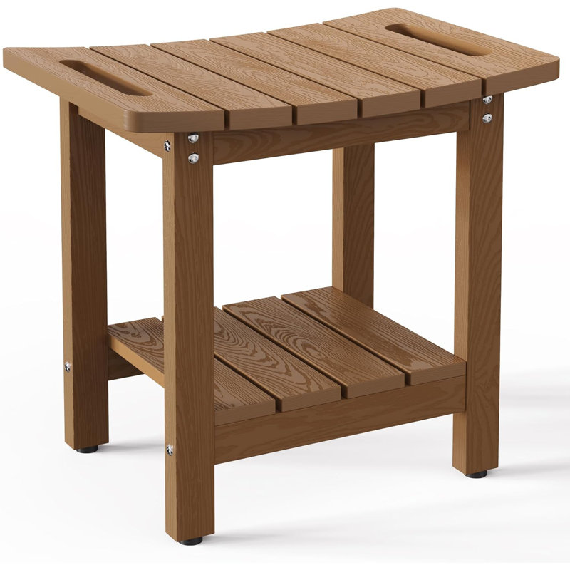 Shower Stool with Space-Efficient Storage Shelf, Brown