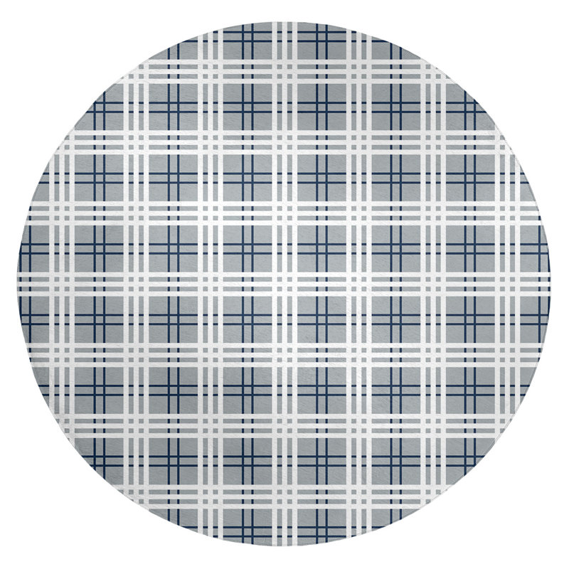 Tapis à carreaux gris, Rond 5 pi
