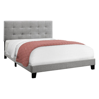 Upholstered Queen Size Bed In Grey, Creating A Luxurious Bedroom Experience Grey With Stable Black Plastic Legs For