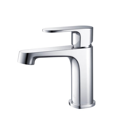 Robinet pour salle de bain à un trou Sancy - Robinet pour salle de bain à poignée simple en laiton massif avec bec à grand arc, finition résistante aux égratignures, conception moderne