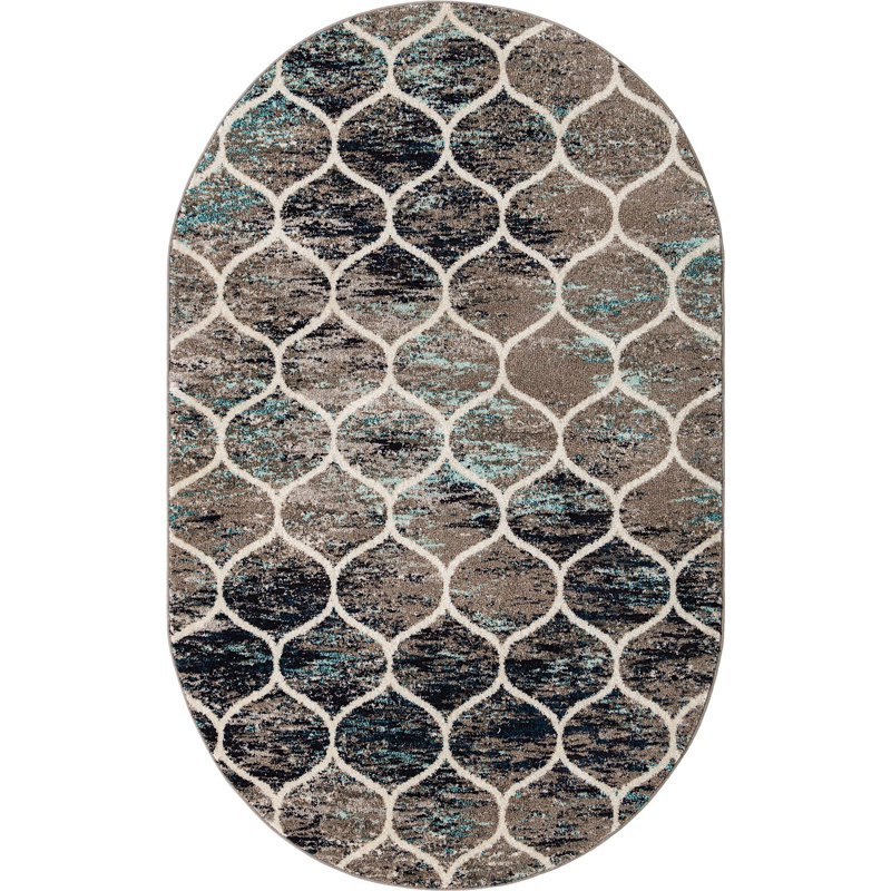 Geometric Indoor Rug, Oval 5' x 8'