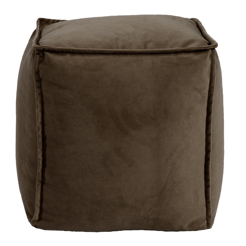 Olmo Upholstered Pouf, Bella Chocolate Performance Velvet