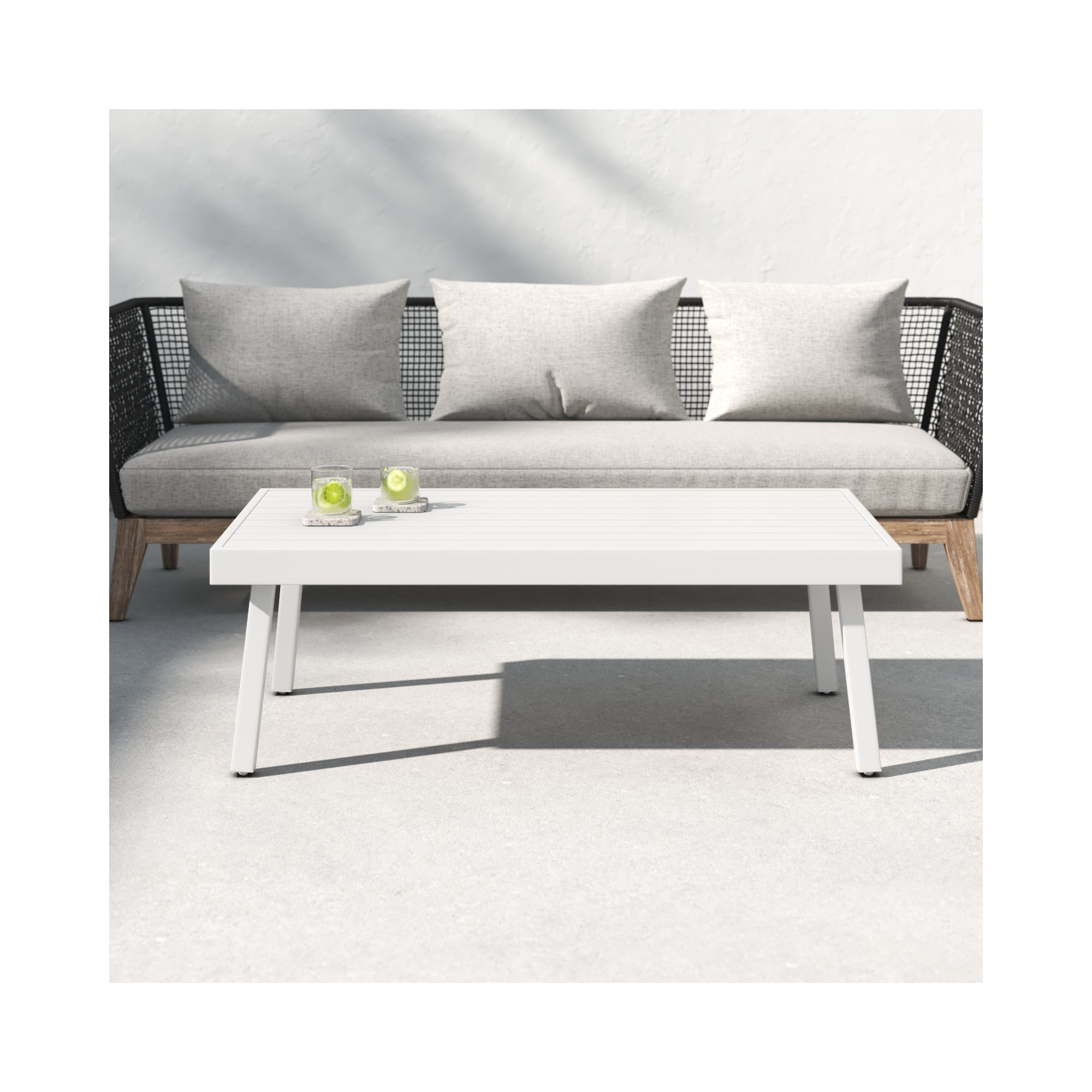 Armando 47'' Aluminum Outdoor Coffee Table, White