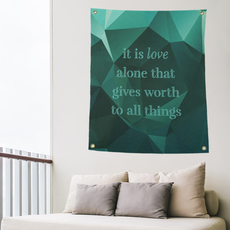 Tapisserie en polyester en faux gemme love quot, H 80 po x l 59 po, Vert émeraude